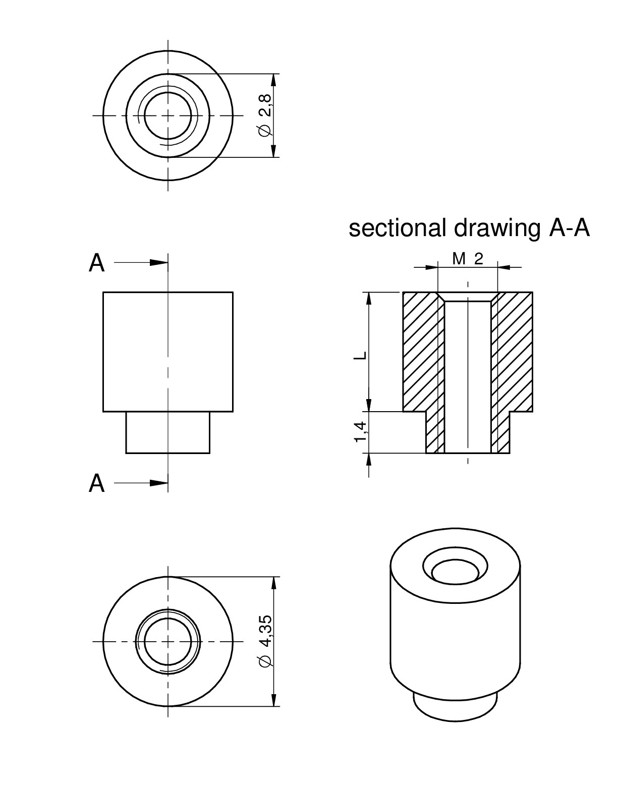 WASMSI SMT Steel Spacer with internal Thread M2 Electromechanical